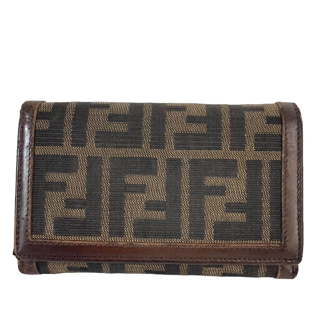 Fendi Zucca FF Logo Brown Canvas Wallet